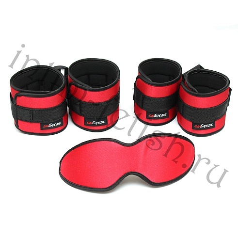 Комплект: наручники+наножники+маска (красный)