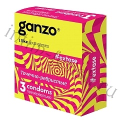 Презервативы Ganzo Extase, точечно-ребристые 3шт.