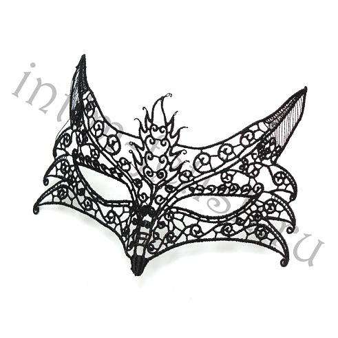 Кружевная карнавальная маска "Лиса", черная