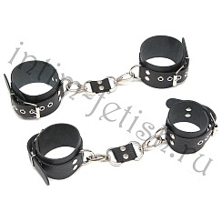 Комплект: наручники, наножники (1слой)+2 сцепки, Фетиш