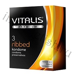 Презервативы ребристые VITALIS Premium Ribbed, 3шт.