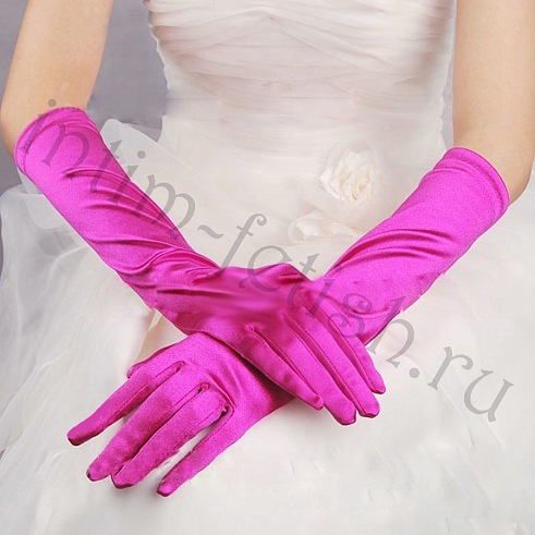 Перчатки атласные розовые до локтя