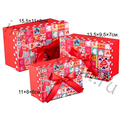 Коробка "Сердечки" 13,5×9,5×7см.
