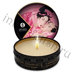 Массажная свеча, лепестки розы,Shunga Massage Candle, 30мл.