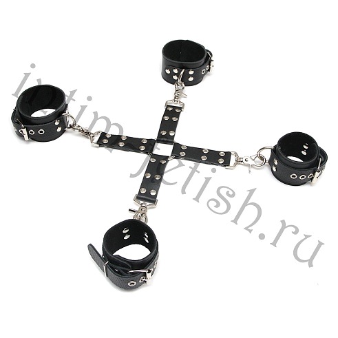 БДСМ комплект: наручники+крестообразная сцепка