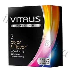 Презервативы цветные, ароматизированные VITALIS PREMIUM, 3шт.
