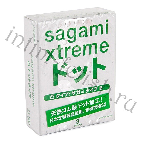Sagami Xtreme Type E Dotted. ультратонкие c пупырышками, 3шт.