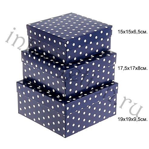 Коробка  "Синий горох", 17,5х17,5х8см.