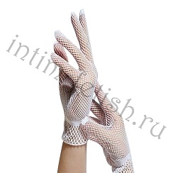 Короткие белые перчатки в сетку